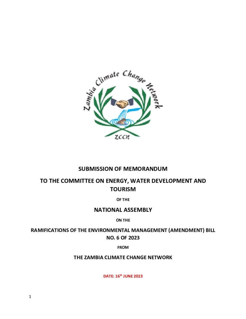 thumbnail of ZCCN- SUBMISSION OF MEMONRANDUM ON THE RAMIFICATIONS OF THE ENVIRONMENTAL MANAGEMENT (AMENDMENT) BILL NO. 6 OF 2023