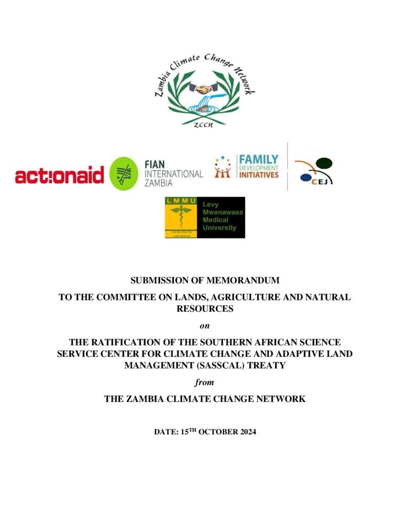 thumbnail of ZCCN SUBMISSION ON THE RATIFICATION OF THE SOUTHERN AFRICAN SCIENCE SERVICE CENTER FOR CLIMATE CHANGE AND ADAPTIVE LAND MANAGEMENT (SASSCAL) TRE